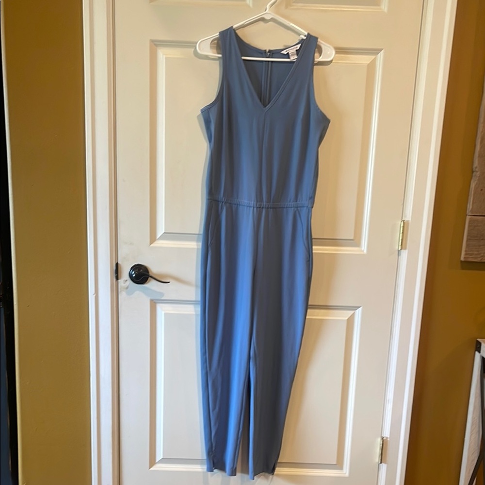 Athleta Blue V-Neck Sheath Jumpsuit